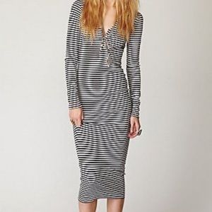 Free people   black and white bodycon midi dress